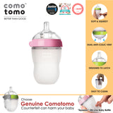Comotomo Natural Feel Anti-Bacterial Heat Resistance Silicon Baby Bottle 250ml (Pink)