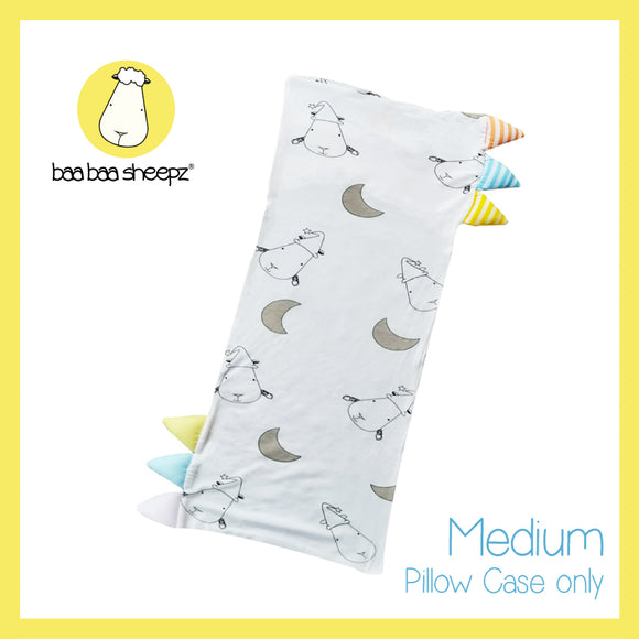 Bed-Time Buddy™ Case Big Moon & Sheepz White with Color & Stripe tag - Medium